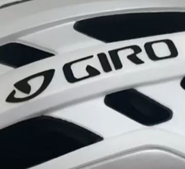 A close up of the GIRO Road bike helmet logo  
